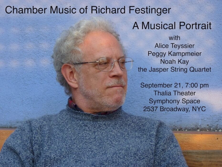 Head shot of artist Richard Festinger on blue background.