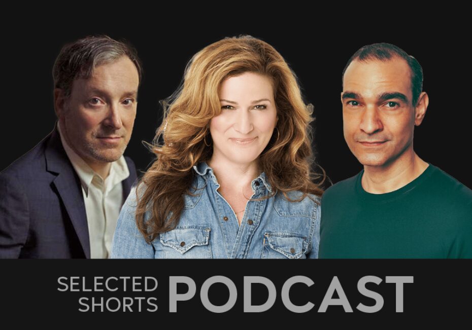 Jeremy Shamos, a man with brown eyes and facial stubble, Ana Gasteyer, a smiling woman with long hair, and Javier Muñoz, a man wearing a green shirt look forward.