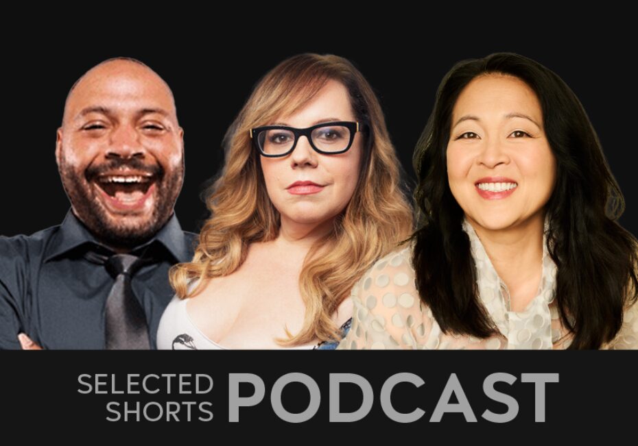 Colton Dunn, a beaming man, Kirsten Vangsness, a blonde woman wearing glasses, and Suzy Nakamura, a smiling woman with long dark hair.