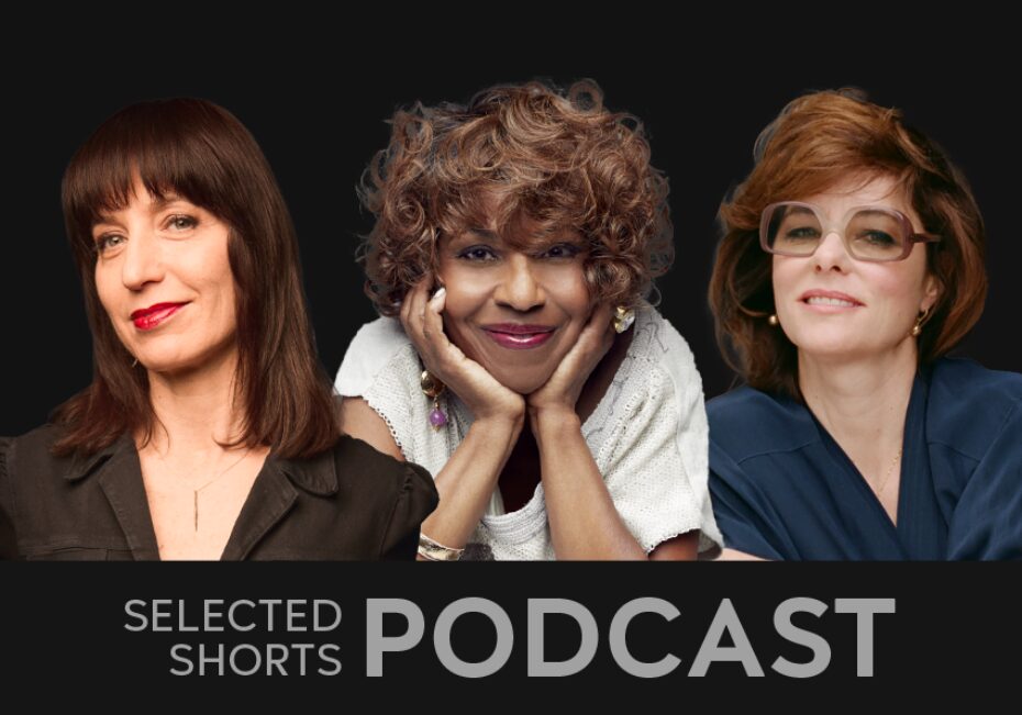 Ophira Eisenberg, a woman with long dark hair, Pauletta Washington, a smiling woman holding her head in her hands, and Parker Posey, a woman wearing dark glasses and smiling.