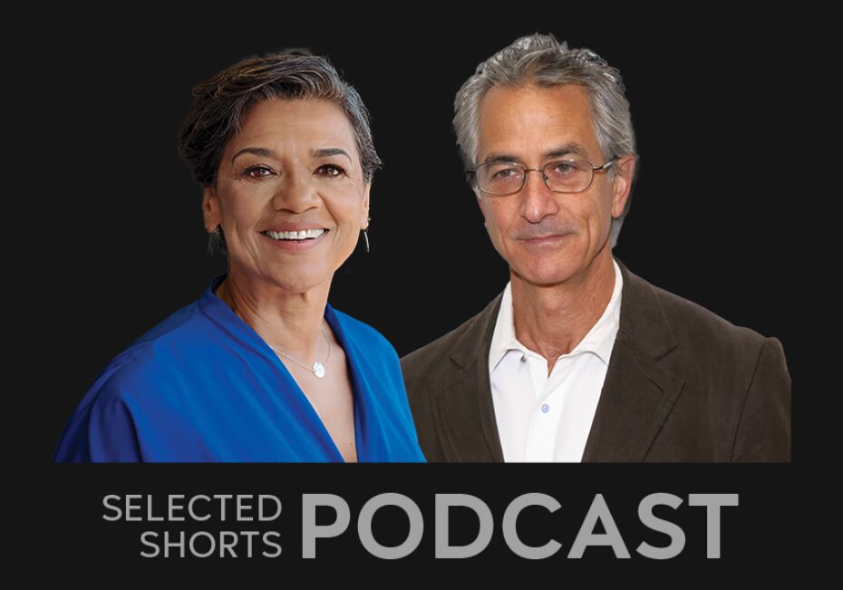 Sonia Manzano, a smiling woman, and David Strathairn. a man with gray hair and glasses.