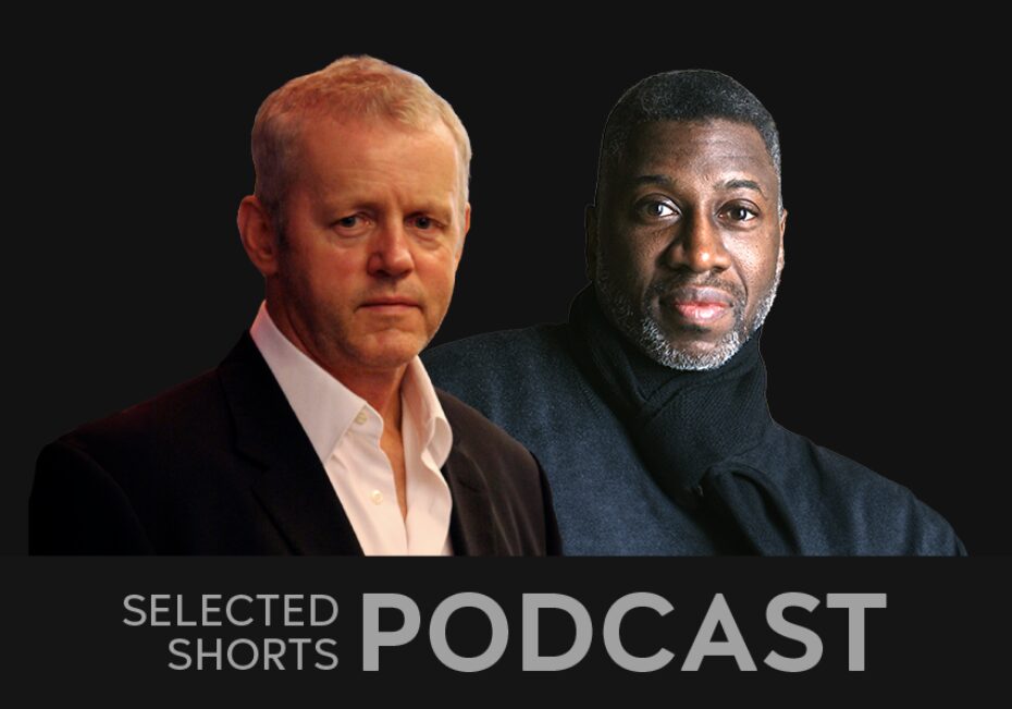 David Morse, a man with short, gray hair wearing a white button down shirt is with Teagle F Bougere, a man with facial hair looking at the camera wearing a black scarf tied around his neck.