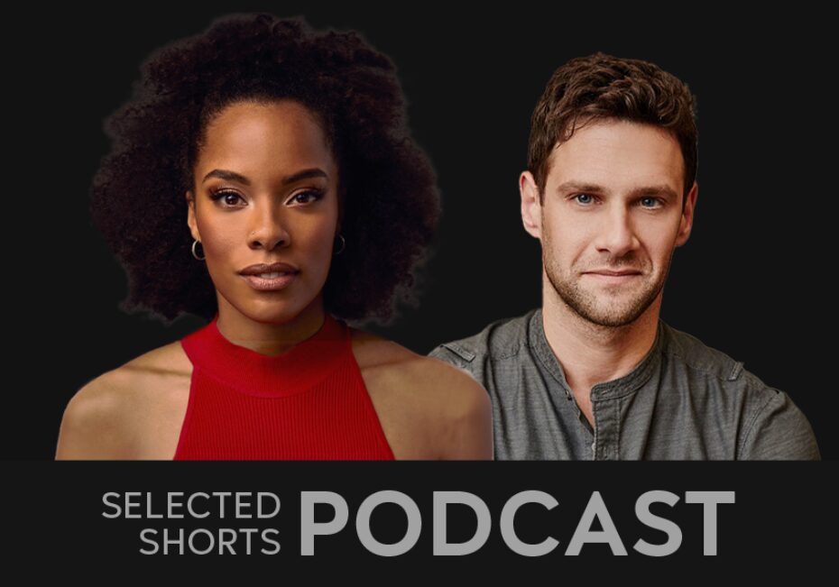 Anna Uzele, a smiling woman in a red sleeveless red top, and Justin Bartha, a man with facial hair wearing a collarless shirt.