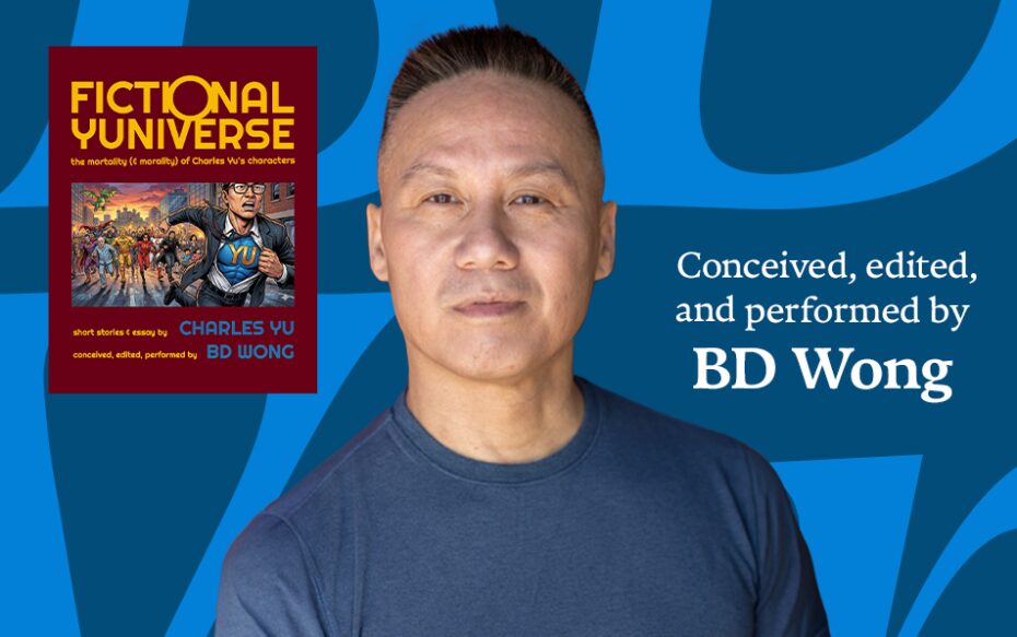 A headshot of BD Wong with a poster for Fictional Yuniverse.