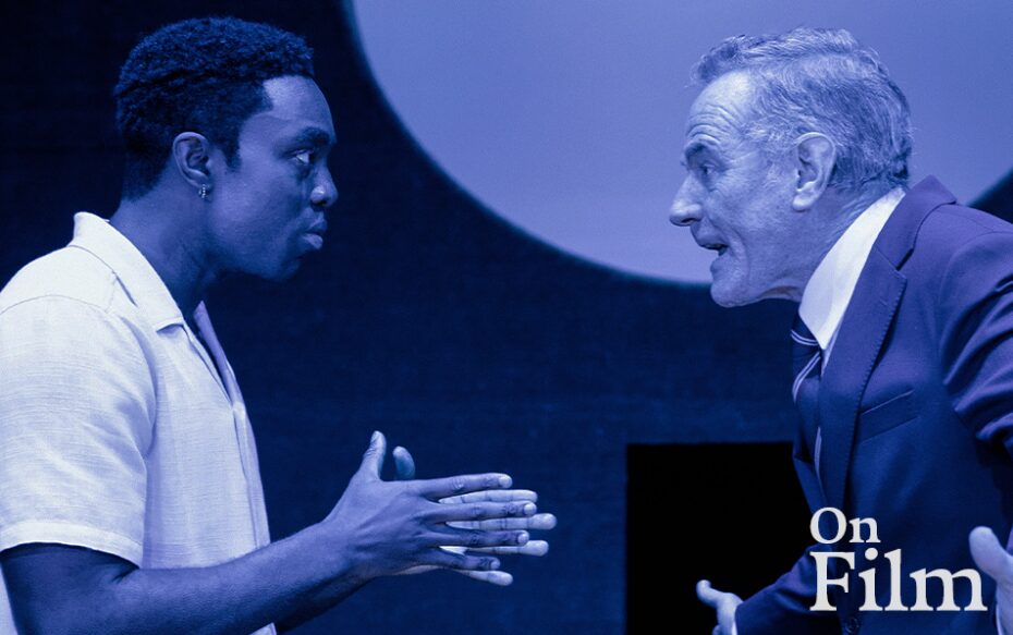 A still from All My Sons of two men talking.