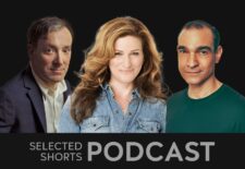 Jeremy Shamos, a man with brown eyes and facial stubble, Ana Gasteyer, a smiling woman with long hair, and Javier Muñoz, a man wearing a green shirt look forward.