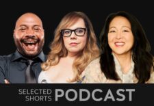 Colton Dunn, a beaming man, Kirsten Vangsness, a blonde woman wearing glasses, and Suzy Nakamura, a smiling woman with long dark hair.