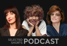 Ophira Eisenberg, a woman with long dark hair, Pauletta Washington, a smiling woman holding her head in her hands, and Parker Posey, a woman wearing dark glasses and smiling.