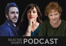 Amir Arison a bearded man with an upturned collar, Maggie Siff, a woman with long dark hair and red lipstick, and Becky Ann Baker, a smiling red headed woman are together.