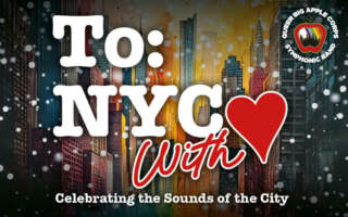 The show title appears in the classic I Love New York font on a watercolor cityscape background surrounded by blurred snowflakes.