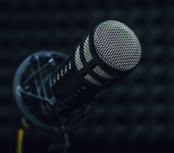 A close-up of a microphone.